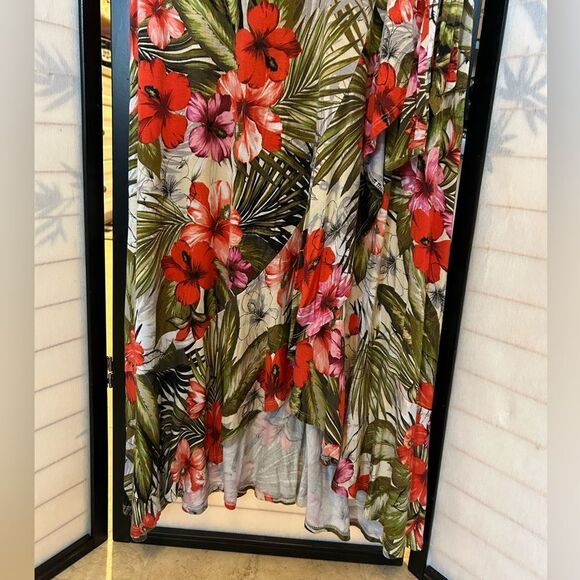 Spense Green Tropical Floral Wrap  Maxi Dress XL - Picture 3 of 8